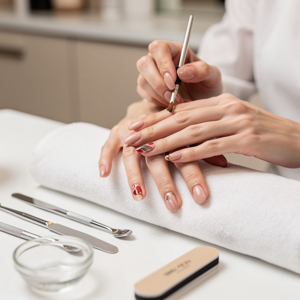 Luu Barber Shop & Beauty Salon beautifully designed nails with professional gel and acrylic services in San Diego